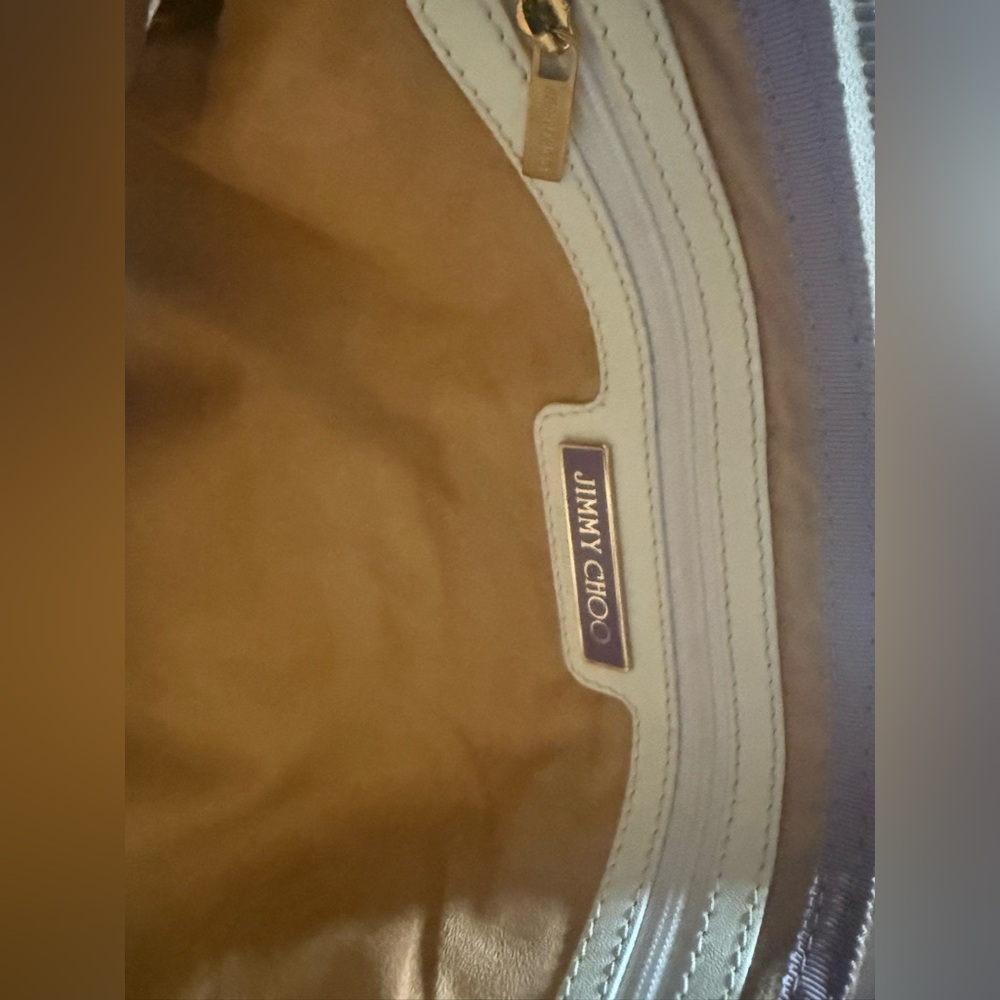 Jimmy Choo Cream and Gold Fold-Over Wristlet Clutch - Picture 7 of 11